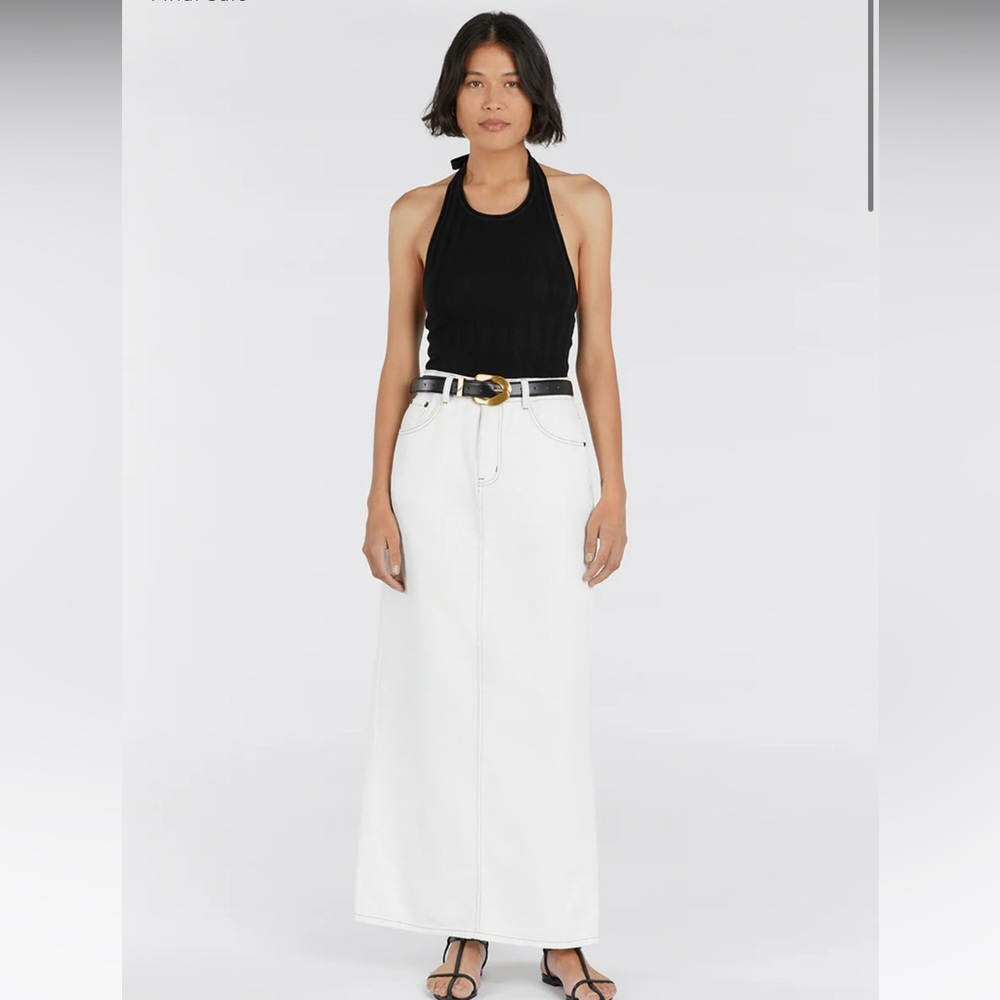 NWT DISSH white denim midi skirt